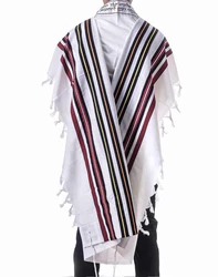 BENI OR- Classic texture pure wool tallit-Colorful Stripes- Made in ISRAEL