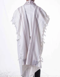 MAALOT- Classic texture pure wool tallit-Maroon & Gold Stripes- Made in ISRAEL