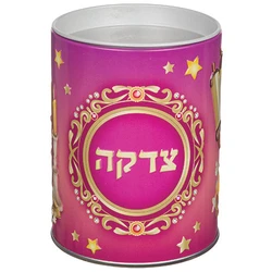 Tin Tzedakah Box- Pink