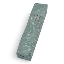 Concrete Mezuzah Case - Green- Geometric