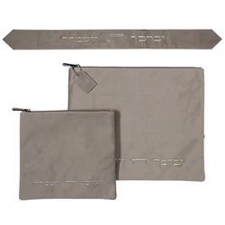 Tallit & Tefillin Velvet Set with a matching Atara-Light Gray