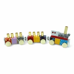 Enamel-painted aluminum menorah-Train- Colorful-Large