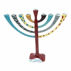 Enamel-painted aluminum menorah- Classic-Red