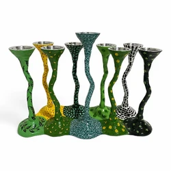 Enamel-painted aluminum menorah- GARDEN