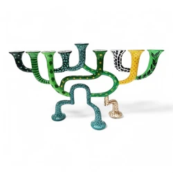 Enamel-painted aluminum menorah- TWIST