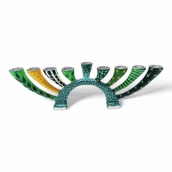 Enamel-painted aluminum menorah- FLOWER