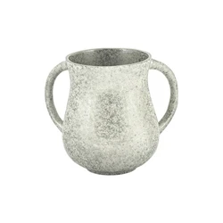 Netilat Yadayim Cup - Faux Marble - Silver
