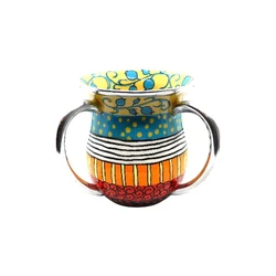 Hand-painted enamel on aluminum- Washing Cup- Green