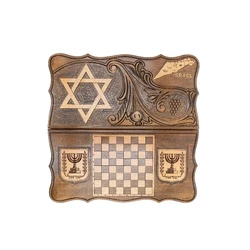 Star of David with a vine and a map of the Land of Israel Chess & Backgammon Set