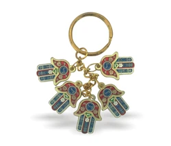 Keychain- Five Hamsas, Hebrew