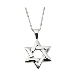 Sterling Silver Star of David Necklace- Large & Polished Shine