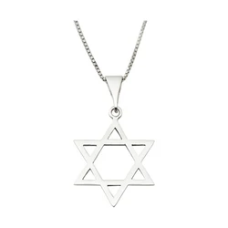Sterling Silver Star of David Necklace- Large- Thin- Smooth