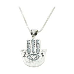 Sterling Silver Hamsa Necklace- Evil Eye Center