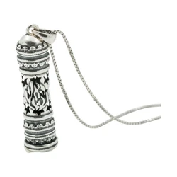 Sterling Silver Mezuzah Necklace with Haesh Sheli Symbol