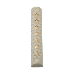 Hand Made Stone Mezuzah Case-Multiple Star of David- Cream