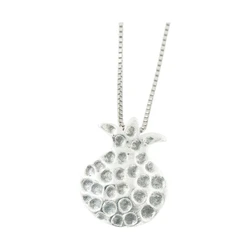 Sterling Silver Necklace- Pomegranate with Hammered Finish