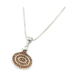 Sterling Silver Necklace- Small Pomegranate with Orange Stones