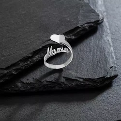 Personalized Ring with a Heart- Heb or Eng