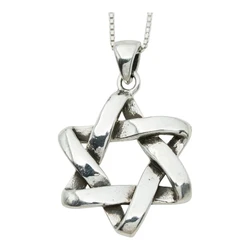 Sterling Silver Star of David Necklace- Twisted Design- Thick
