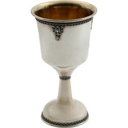 Sterling Silver Yemenite Stem Kiddush Cup with Teardrop Accent