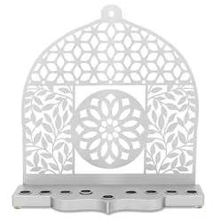 Aluminum menorah (silver) - mandala