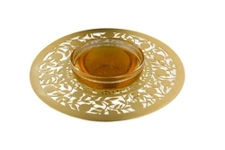 Laser-cut pomegranate & Y’hi Ratzon Honey Dish made of stainless steel