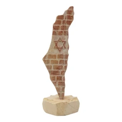 Jerusalem Stone Sculpture – Map of Israel with Star of David - Reddish