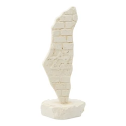 Jerusalem Stone Sculpture – Map of Israel with Star of David - White