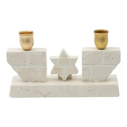 Jerusalem Stone Shabbat Candlesticks – Classic Kotel Design
