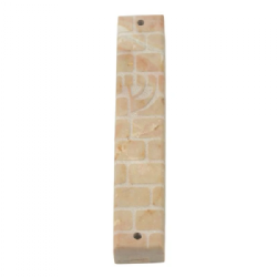 Jerusalem Stone Mezuzah Case- Kotel- Light Orange