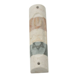 Jerusalem Stone Mezuzah Case-Shein & Star of David- Ellipse