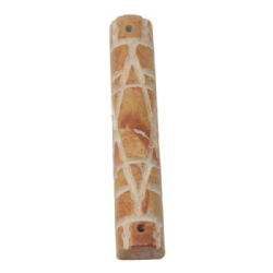 Jerusalem Stone Mezuzah Case- Star of David - Kotel- Orange