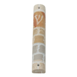 Jerusalem Stone Mezuzah Case- Kotel- Stripes