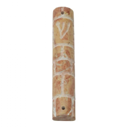Jerusalem Stone Mezuzah Case- Kotel- Orange