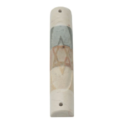 Jerusalem Stone Mezuzah Case- Star of David- Stripes