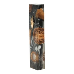 Handcrafted Epoxy & Wood Mezuzah – Large- Black & White