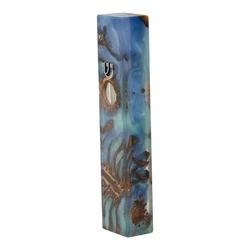 Handcrafted Epoxy & Wood Mezuzah – Large- Ocean Blue