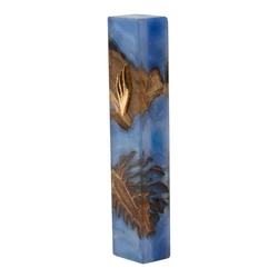Handcrafted Epoxy & Wood Mezuzah – Large- Deep Blue