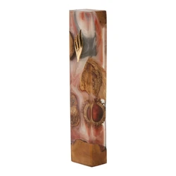 Handcrafted Epoxy & Wood Mezuzah – Large- Peach