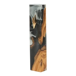 Handcrafted Epoxy & Wood Mezuzah – Large- Black & White