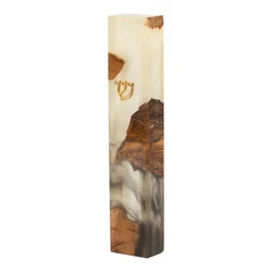 Handcrafted Epoxy & Wood Mezuzah – Medium- Pearl White