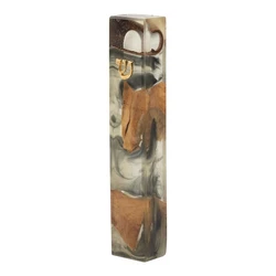 Handcrafted Epoxy & Wood Mezuzah – Medium- White & Black