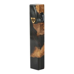 Handcrafted Epoxy & Wood Mezuzah – Medium- Black & White