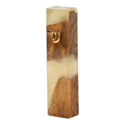 Handcrafted Epoxy & Wood Mezuzah – Small- Beige