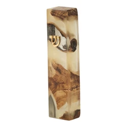Handcrafted Epoxy & Wood Mezuzah – Small- Beige