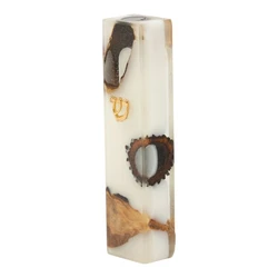 Handcrafted Epoxy & Wood Mezuzah – Small- White
