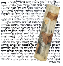 Epoxy & Wood Mezuzah Case - Black & Beige- with Scroll