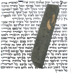Gray Stone Mezuzah Case with Scroll