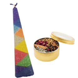 Handmade Havdalah Set from Israel – Candle and Spices – Geometric
