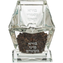 Crystal Havdalah Holder & Besamin- Clear Glass